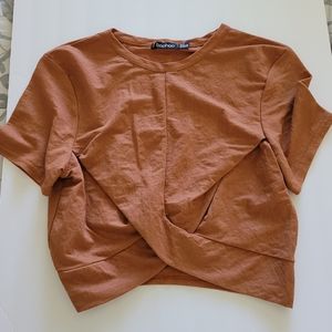Boohoo Twisted Front Crop Top